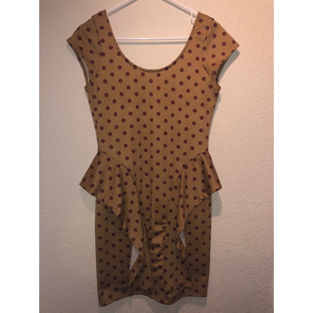 Brown Puplum Dress with Low Cut Back!